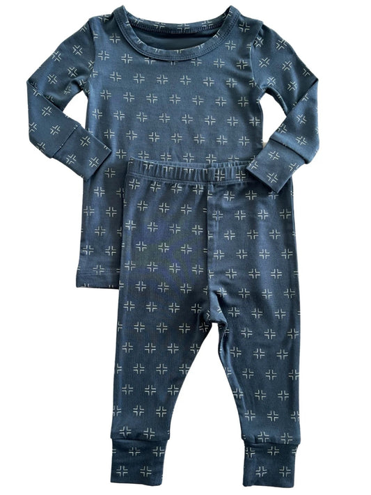 Long sleeves blue baby kids pajamas