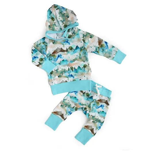 Light blue trees hoodie pants toddler boys clothes