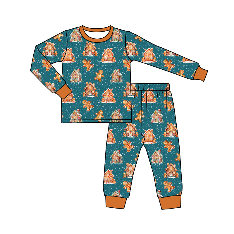 Gingerbread candy house baby boy Christmas pajamas