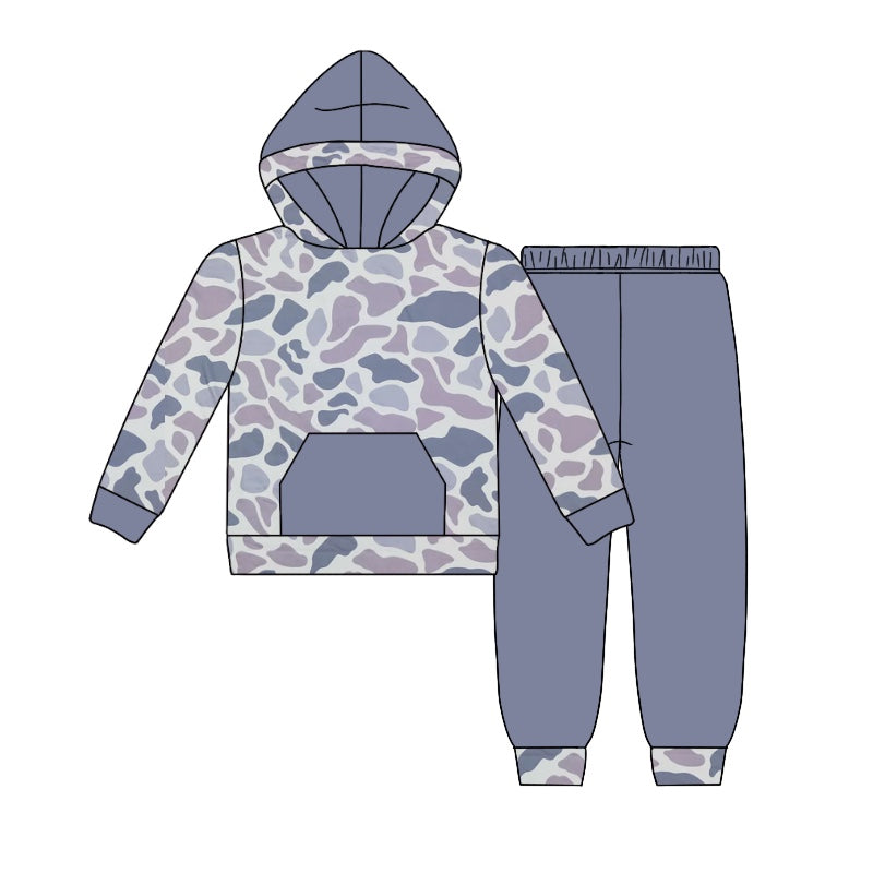 Grey camo pocket hoodie pants kids boys clothes