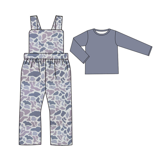 Long sleeves top grey camo overalls boys clothing