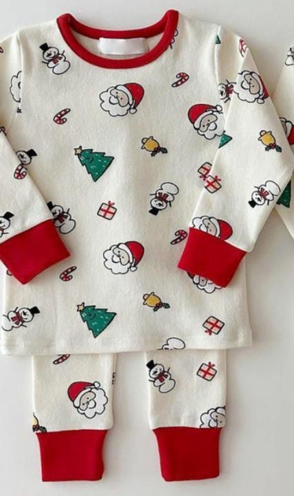 Santa Christmas tree gift baby kids pajamas