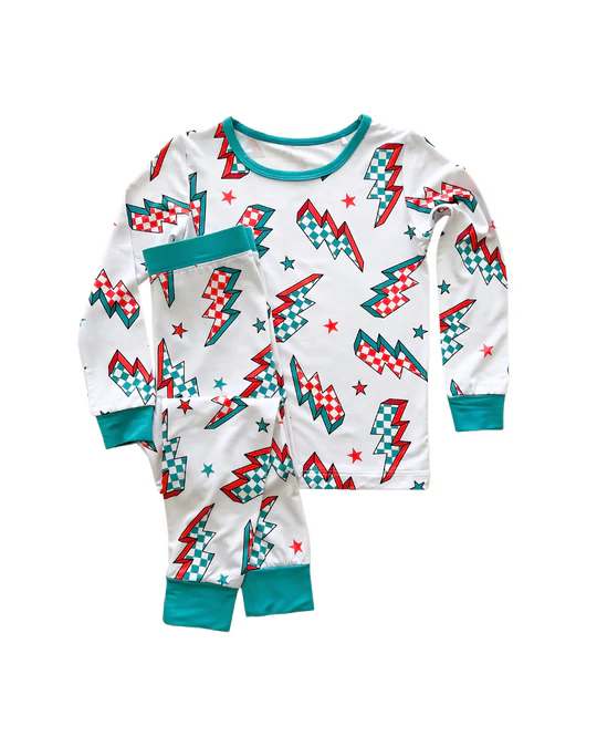 Long sleeves plaid thunder baby kids pajamas