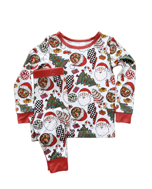 Santa Christmas tree thunder kids boys pajamas