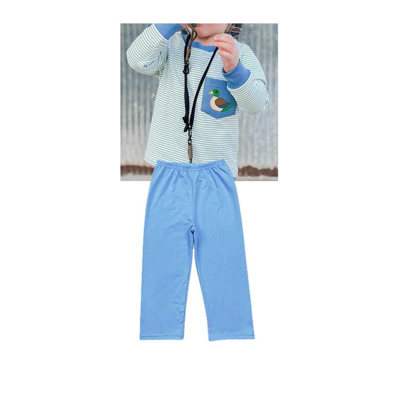 Stripe duck pocket top light blue pants boys clothes