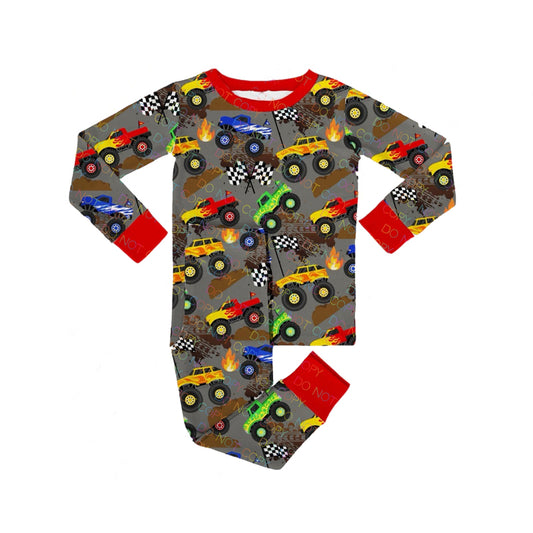 Red long sleeves card flag kids boys pajamas