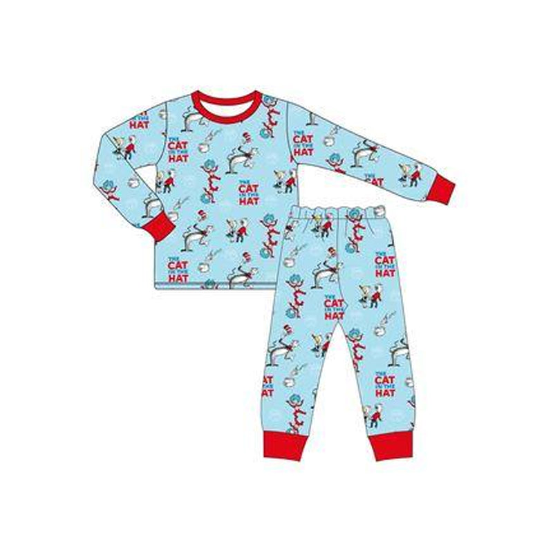 Red long sleeves cat hat kids boys pajamas