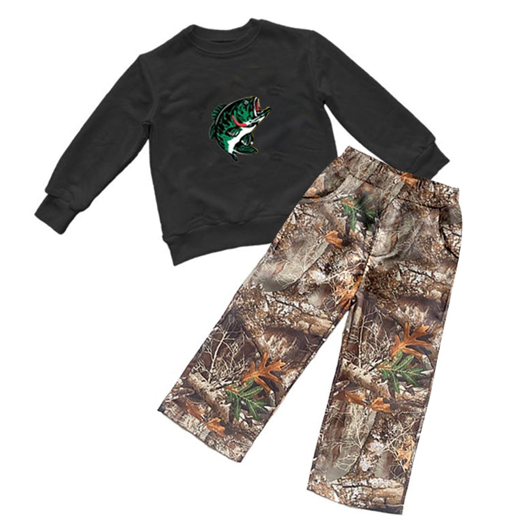 Long sleeves fishing top camo pants boys clothing