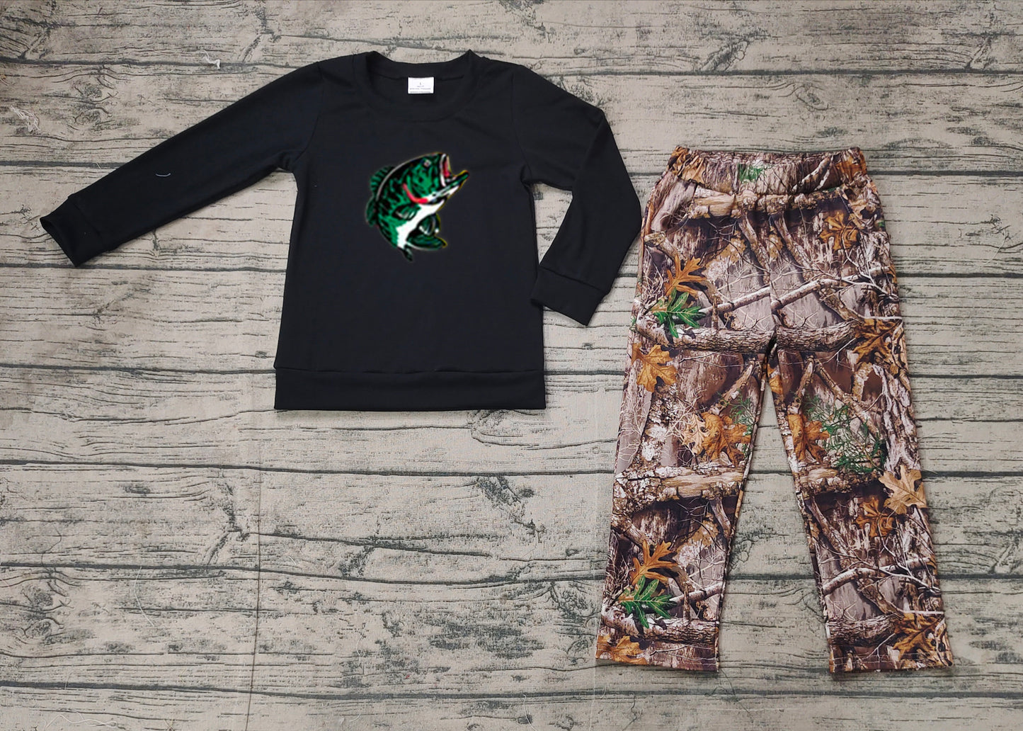 Long sleeves fishing top camo pants boys clothing