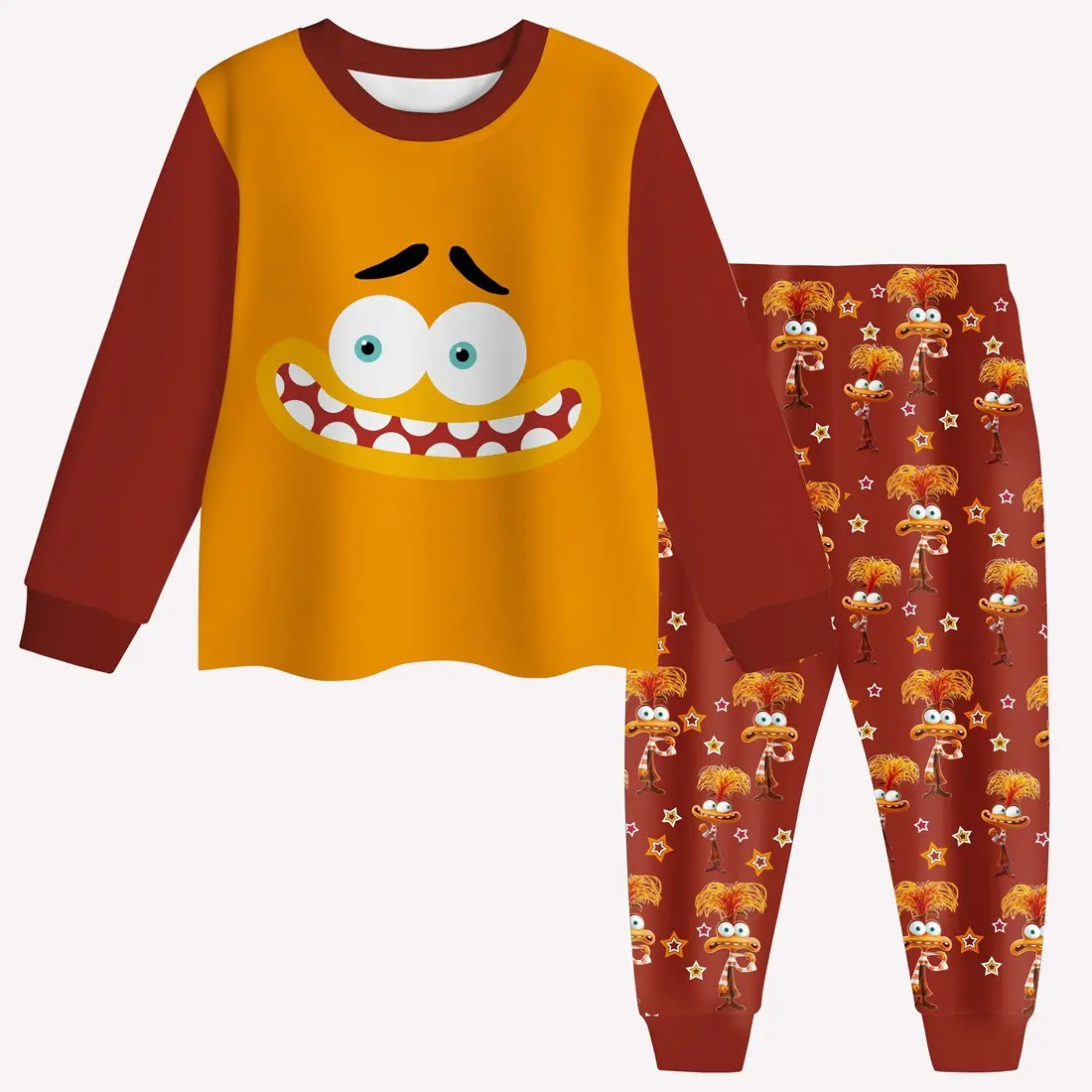 Long sleeves orange top pants baby kids pajamas