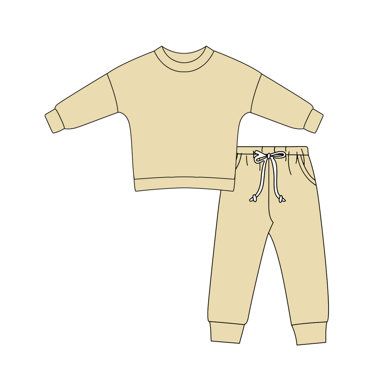 Yellow cotton long sleeves top pockets pants kids clothes