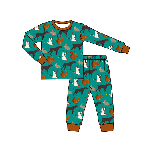 Long sleeves duck dog turkey kids boys pajamas