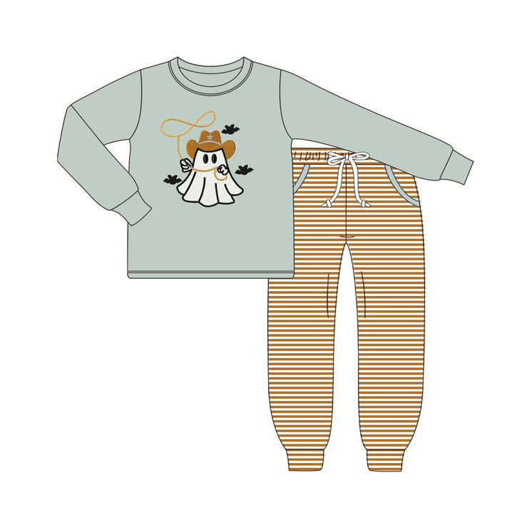 Long sleeves ghost bat top stripe pants boys Halloween clothes