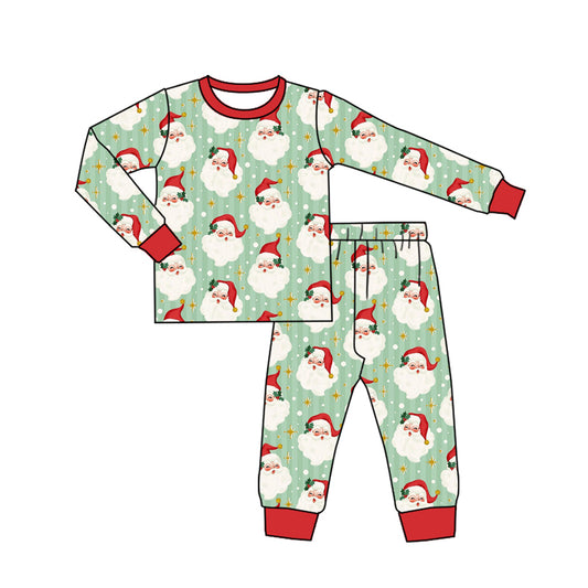Red long sleeves santa baby kids Christmas pajamas