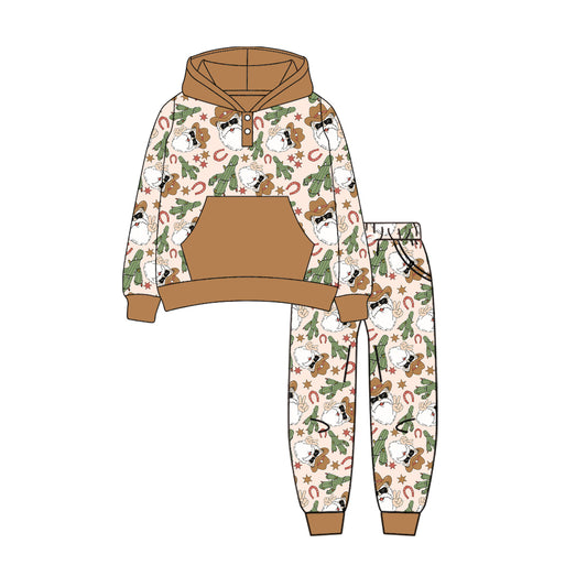Santa cactus hoodie pants  western kids Christmas clothes