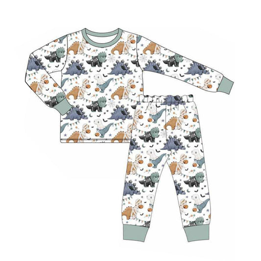 Long sleeves pumpkin dinosaur boys Halloween pajamas