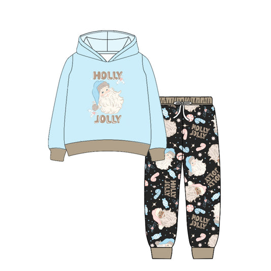 Holly jolly santa hoodie pants baby kids Christmas clothes