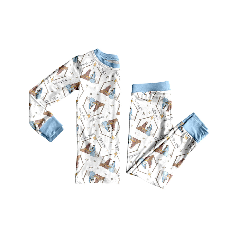 Long sleeves holy night nativity baby kids Christmas pajamas