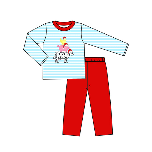 Chicken pig cow Christmas hat top pants boys clothes