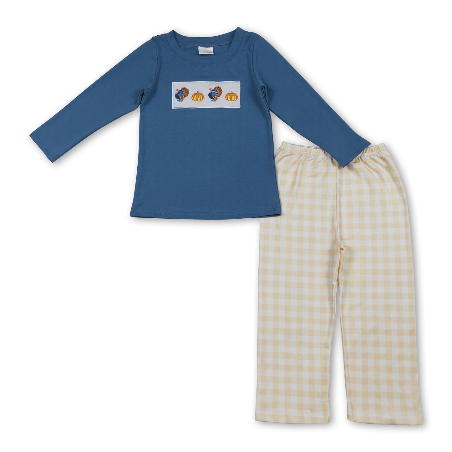 Long sleeves turkey pumpkin kids boys Thanksgiving set