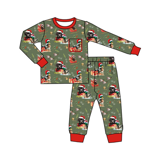 Christmas hat hunting dog duck kids boys pajamas