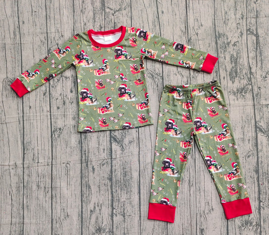 Christmas hat hunting dog duck kids boys pajamas