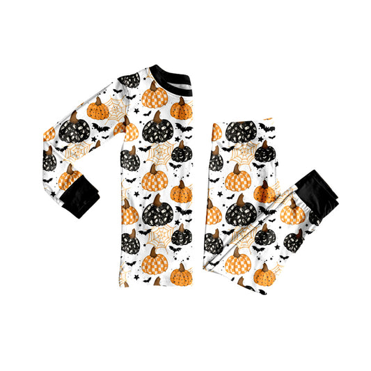 Long sleeves plaid ghost pumpkin baby kids Halloween pajamas