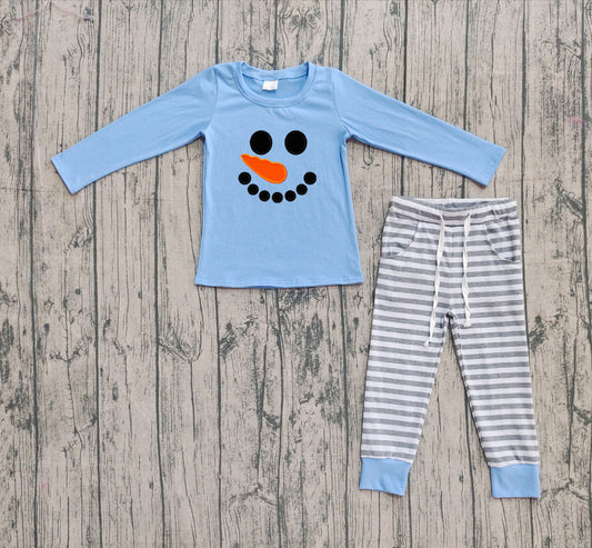 Long sleeves snowman top stripe pants boys clothing
