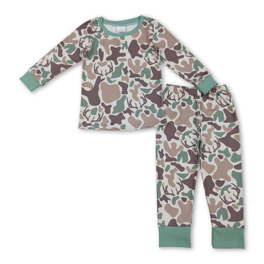 Long sleeves camo deer kids boys hunting pajamas