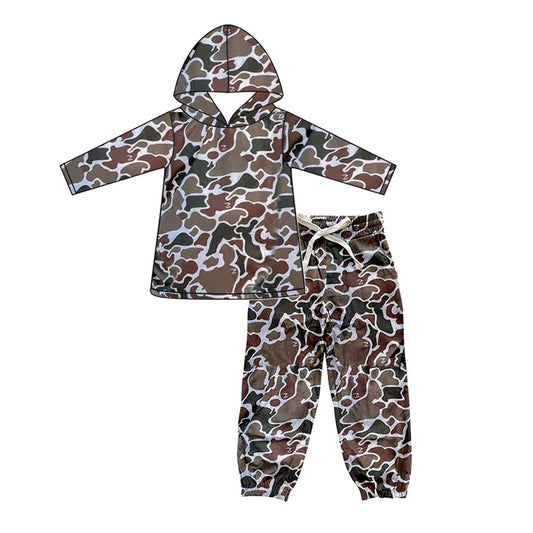 Long sleeves camo hoodie pants kids boys clothing set