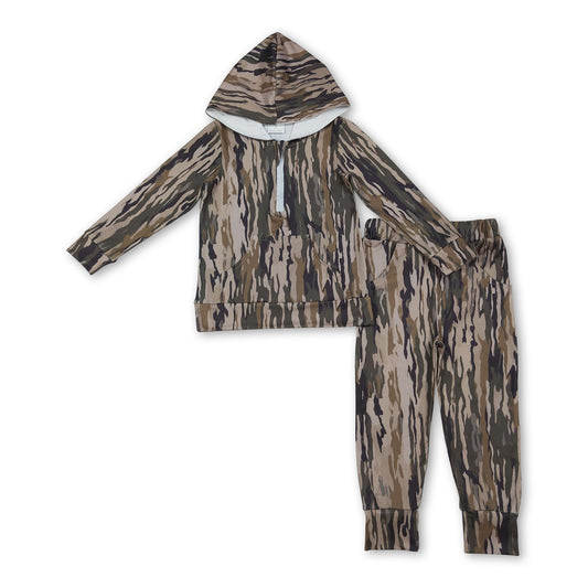 Camo zip hoodie pants hunting kids clothes