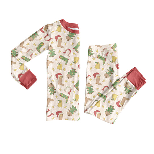 Christmas tree boots western kids boys pajamas