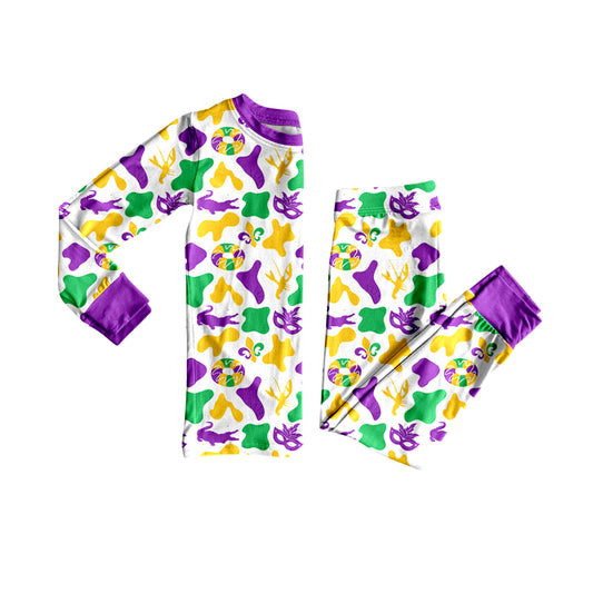 Crocodile crawfish camo baby kids Mardi Gras pajamas