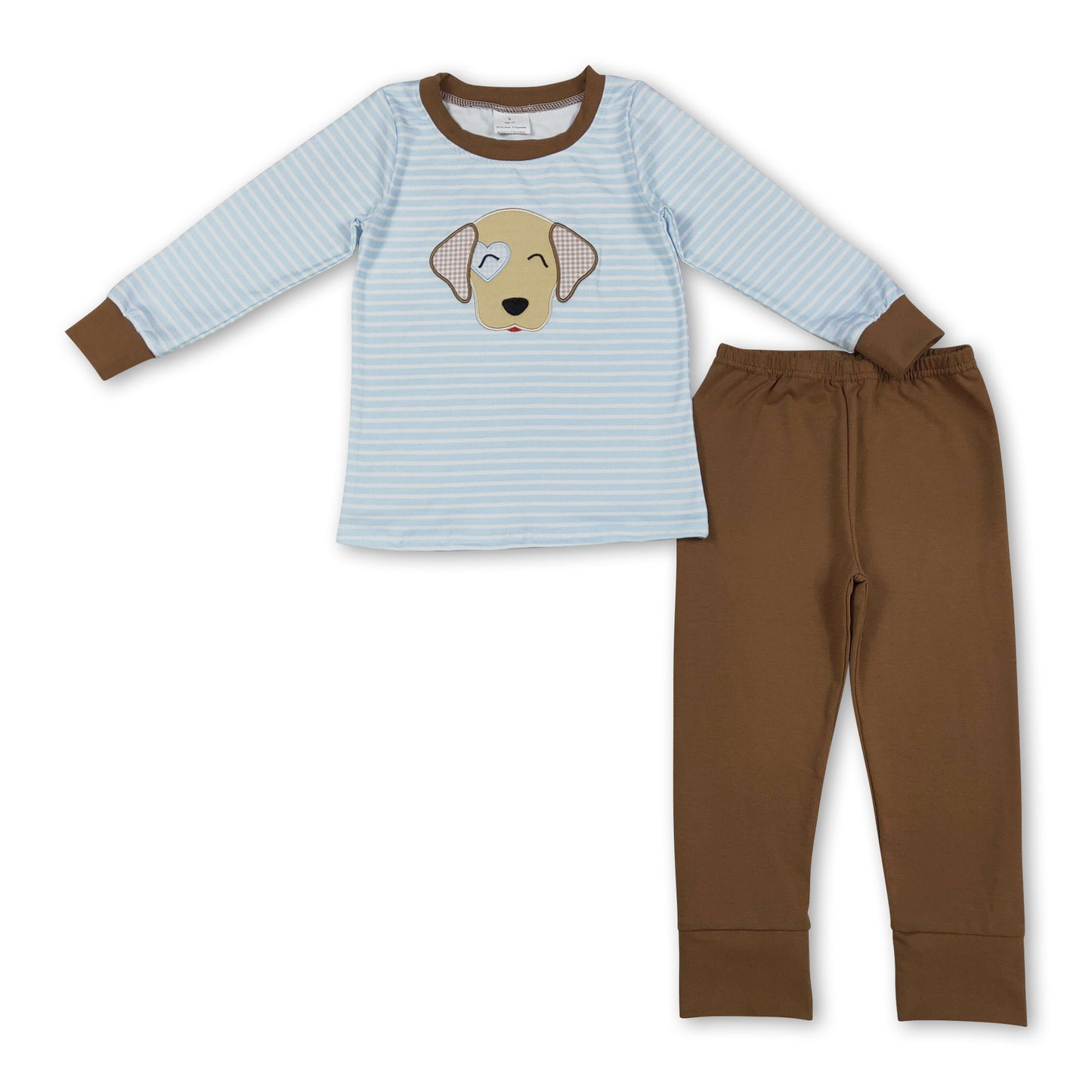 Stripe heart dog top pants kids boys Valentine's outfits