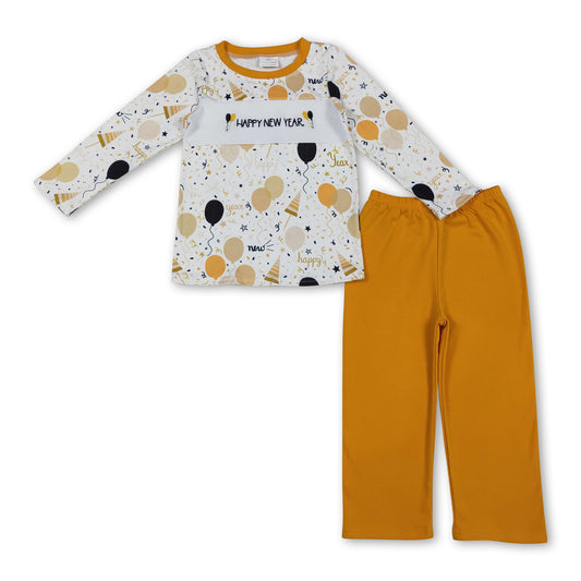 Happy New Year balloon top pants kids boys clothes