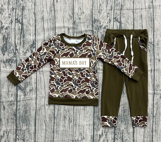 Mama's boy camo top olive pants children outfits