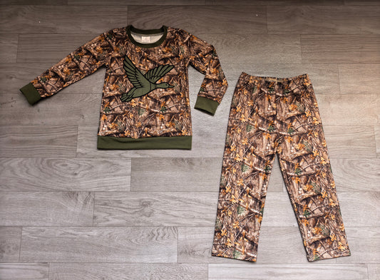 Long sleeves leaves camo duck top pants boys outfits