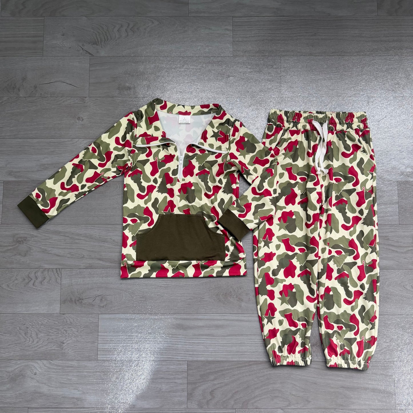 Long sleeves camo deer top pants kids Christmas outfits