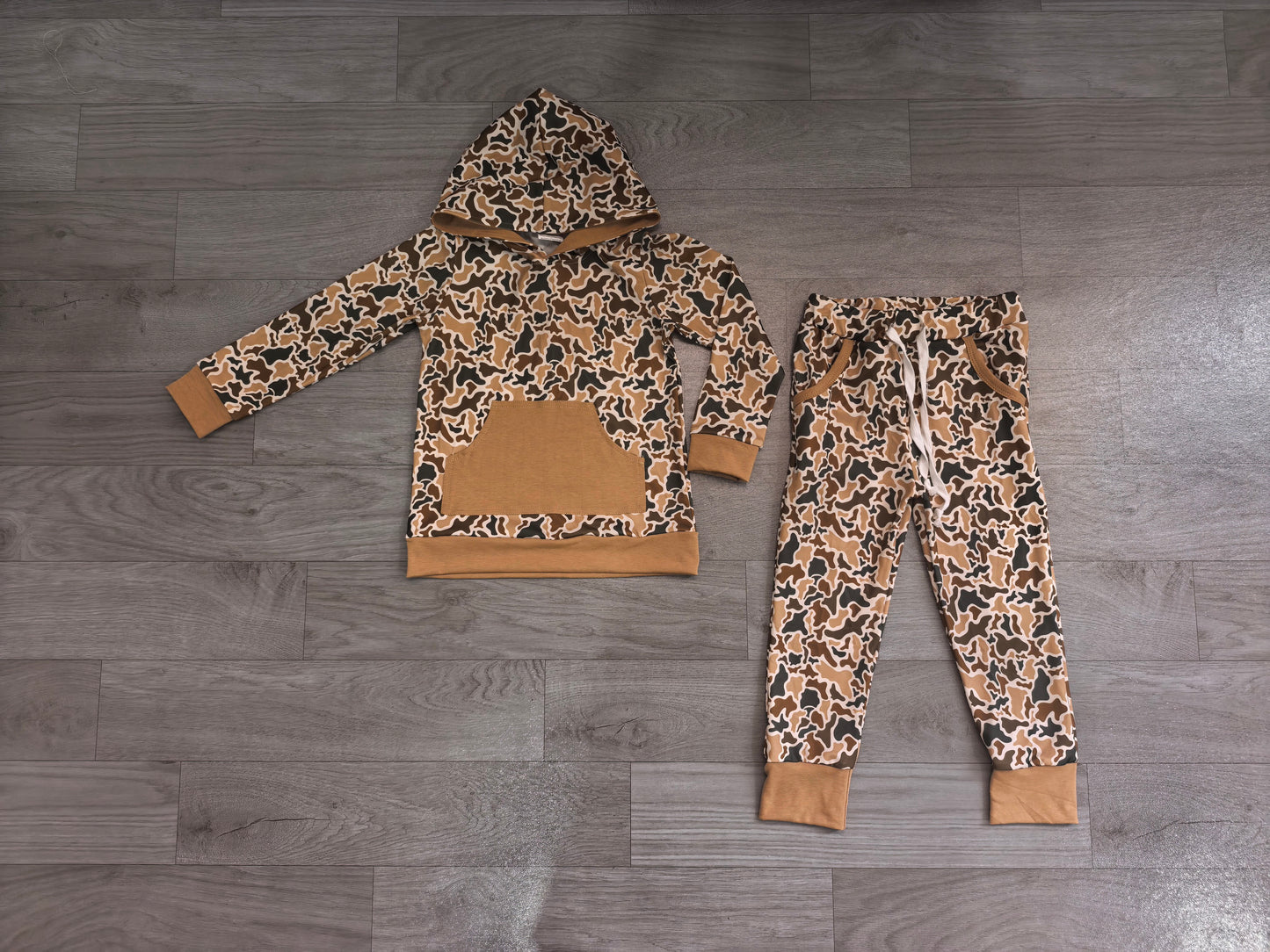 Long sleeves pocket camo hoodie pants boy fall clothes