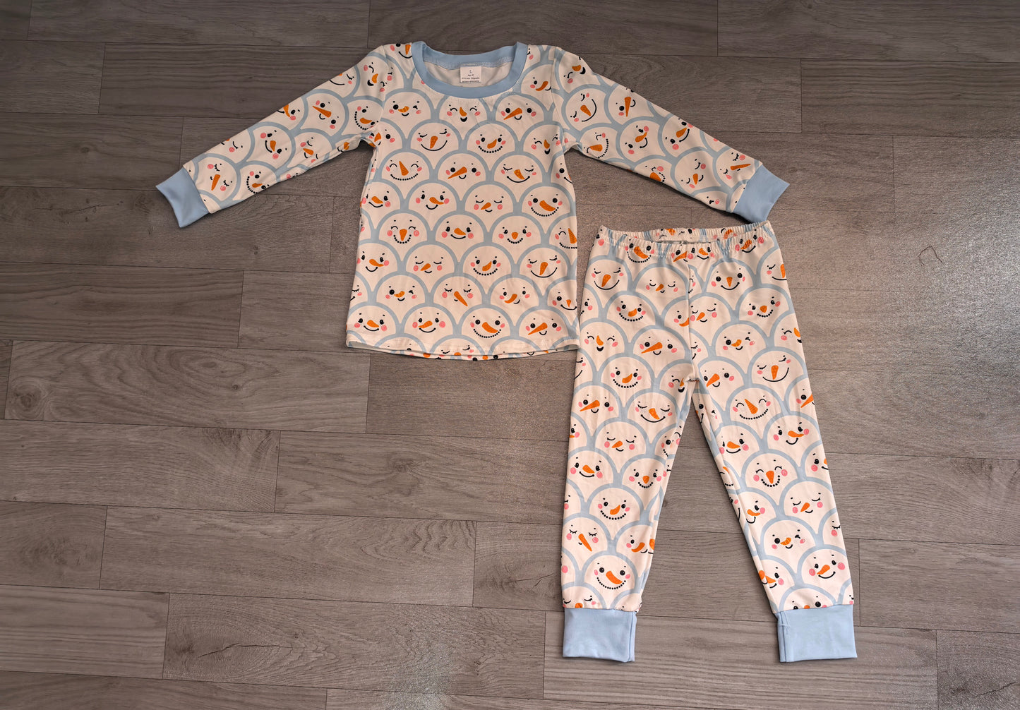 Long sleeves snowman top pants kids boys pajamas