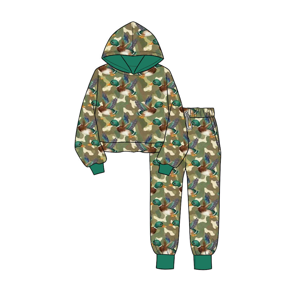 Long sleeves camo duck hoodie pants kids boys outfits