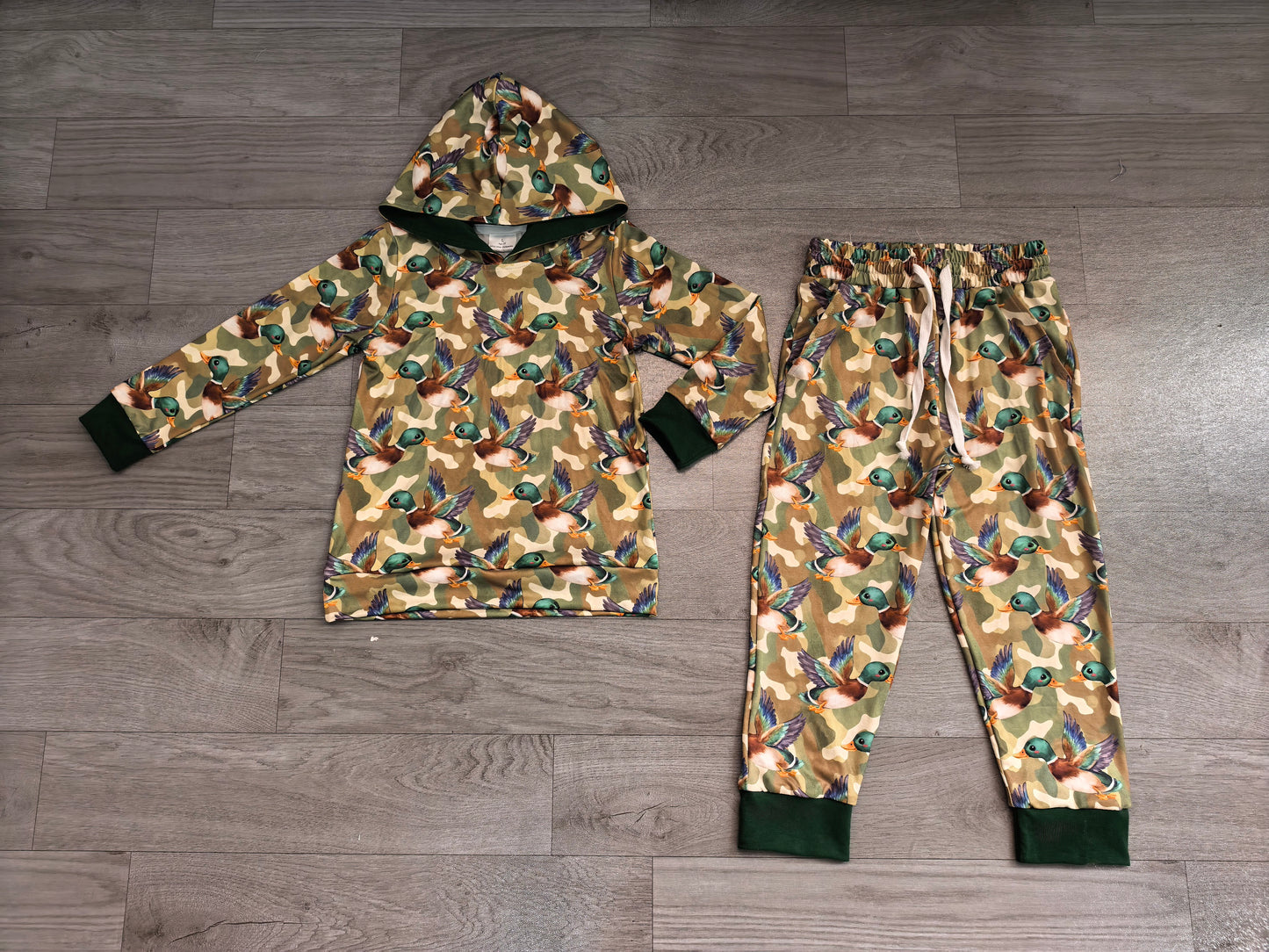 Long sleeves camo duck hoodie pants kids boys outfits
