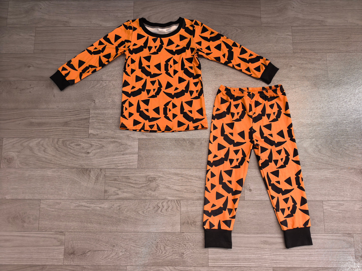 Black long sleeves pumpkin boys Halloween pajamas set