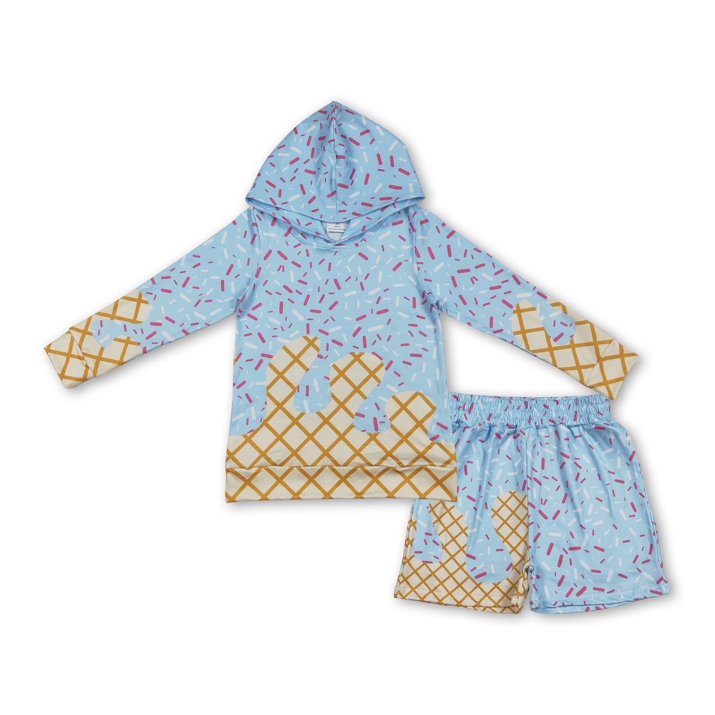 Light blue ice cream sprinkle hoodie shorts kids boys clothing