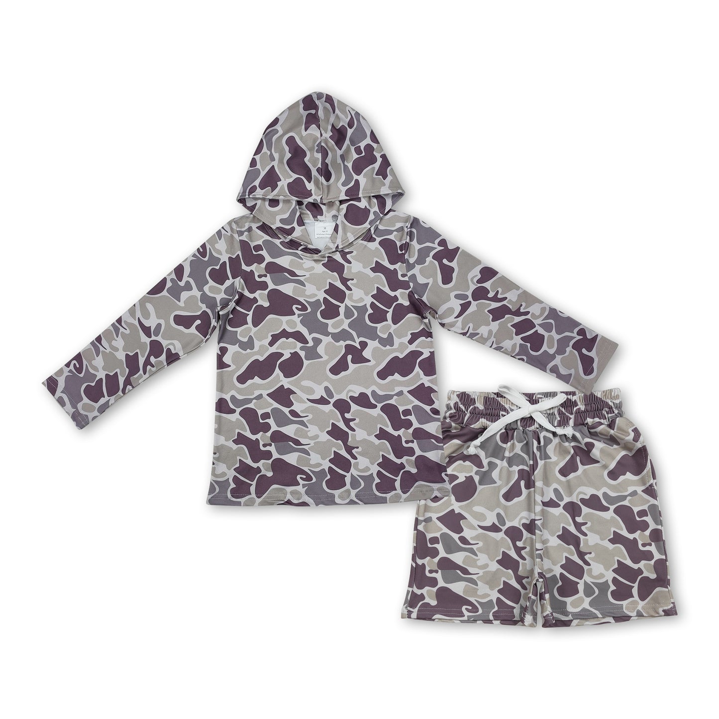 Camo hoodie shorts kids boys clothing set