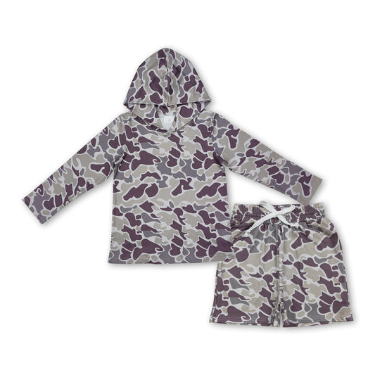 Camo hoodie shorts kids boys clothing set
