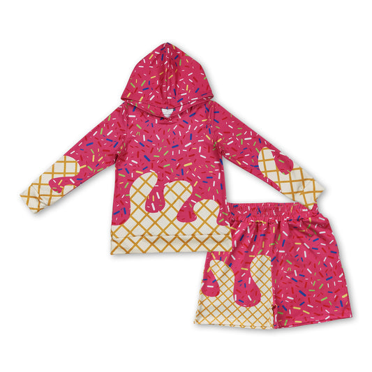 Hot pink ice cream sprinkle hoodie shorts kids boys clothing
