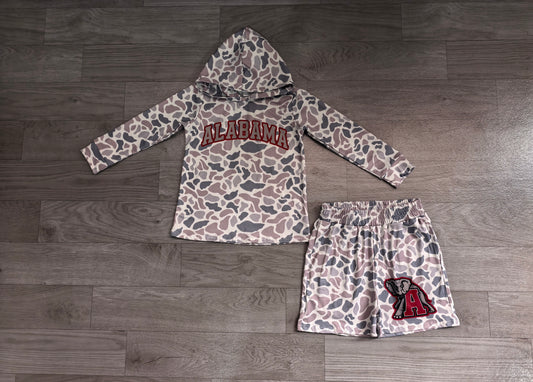 Long sleeves grey camo hoodie elephant shorts boys team outfits