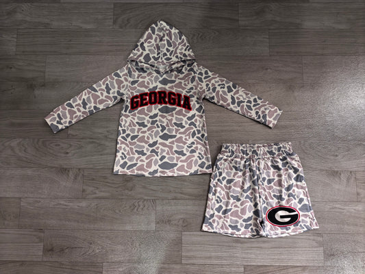 Long sleeves grey camo G hoodie shorts boys team outfits