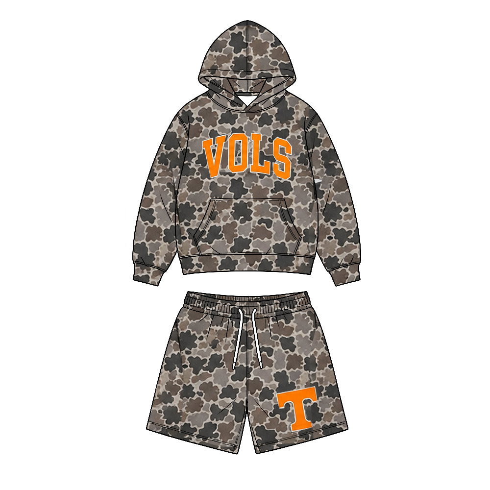 Long sleeves camo orange T hoodie shorts boys team outfits